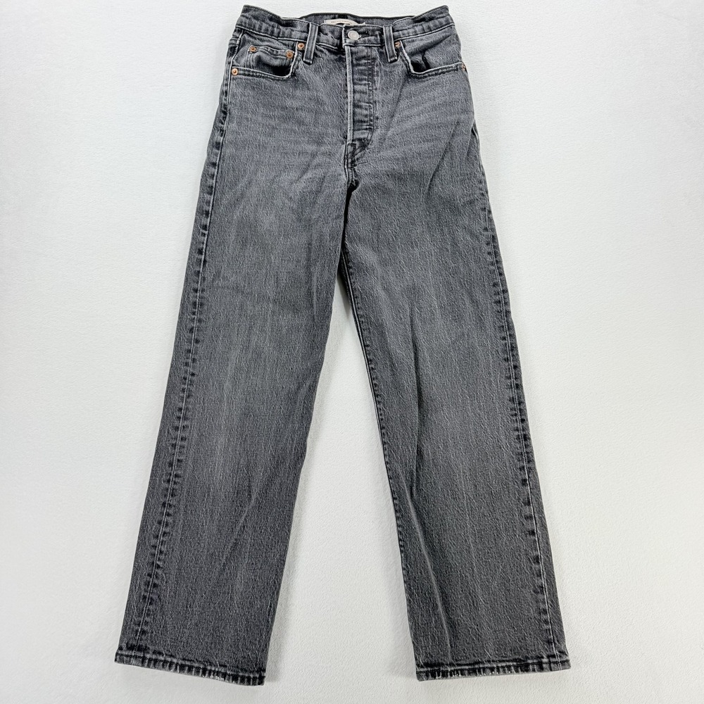 Levi's Jeans Women 25 Gray Excellent High Rise Ribcage Straight Stretch Denim